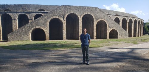 Cristian Dávila outside of the Pompeii Amphitheatre 2019
